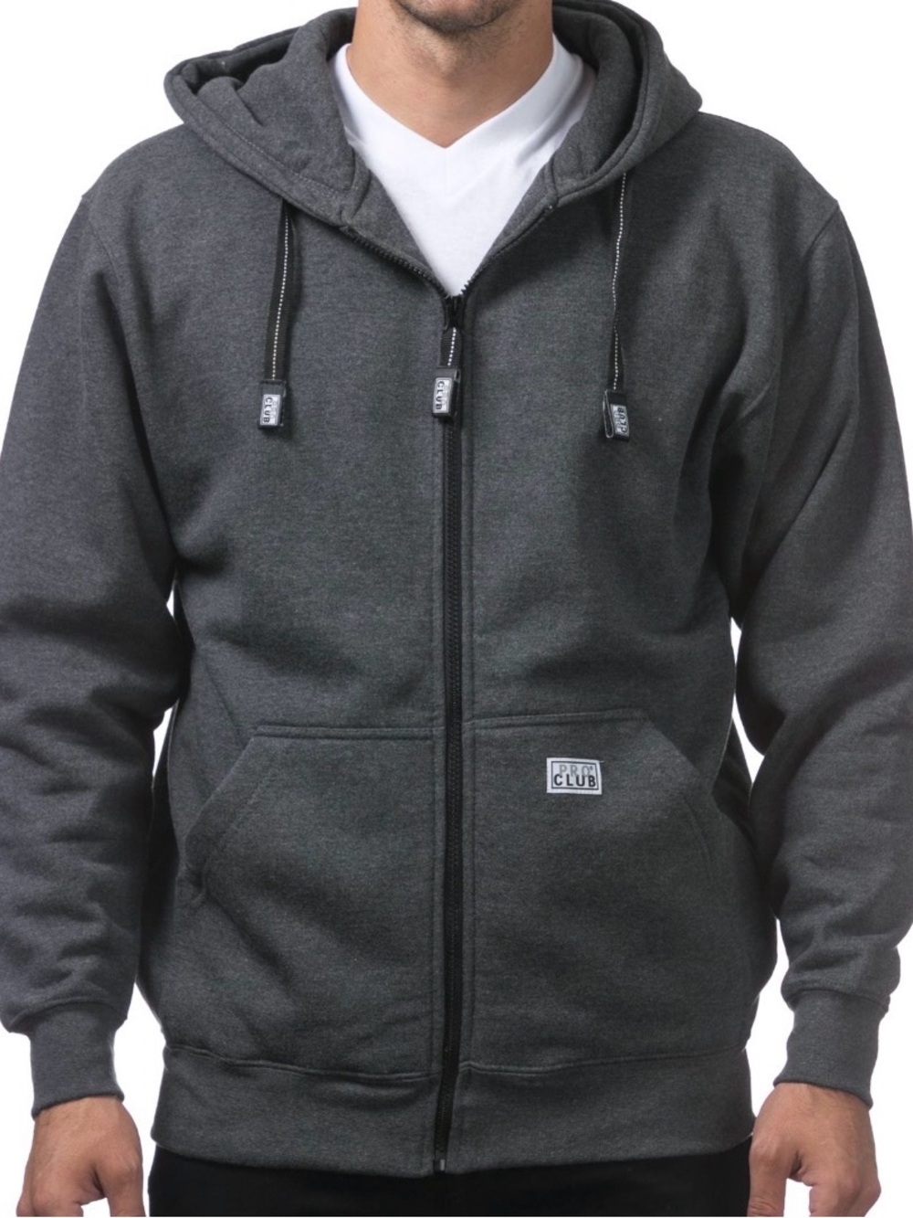 Pro Club Men's Dark Gray Full-Zip Hooded Sweatshirt